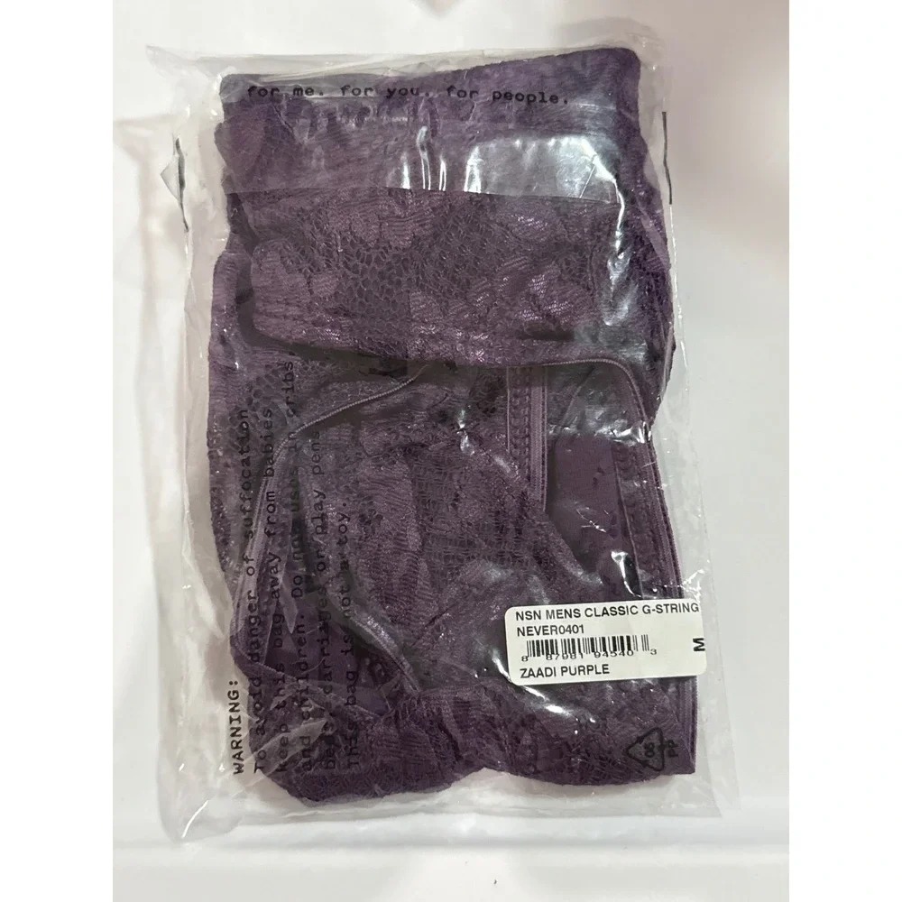 Cosabella‎ Never Say Never Men's Classic G-String Zaadi Purple Lace Thong XL